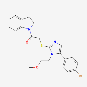 molecular formula C22H22BrN3O2S B2895019 2-((5-(4-溴苯基)-1-(2-甲氧基乙基)-1H-咪唑-2-基)硫代)-1-(吲哚-1-基)乙酮 CAS No. 1206997-07-0