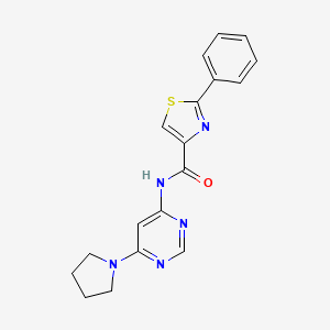 molecular formula C18H17N5OS B2895032 2-phenyl-N-(6-(pyrrolidin-1-yl)pyrimidin-4-yl)thiazole-4-carboxamide CAS No. 1396765-82-4