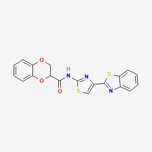 N-[4-(1,3-benzothiazol-2-yl)-1,3-thiazol-2-yl]-2,3-dihydro-1,4-benzodioxine-3-carboxamide