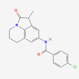 molecular formula C19H17ClN2O2 B2895062 4-chloro-N-{3-methyl-2-oxo-1-azatricyclo[6.3.1.0^{4,12}]dodeca-4,6,8(12)-trien-6-yl}benzamide CAS No. 898454-49-4