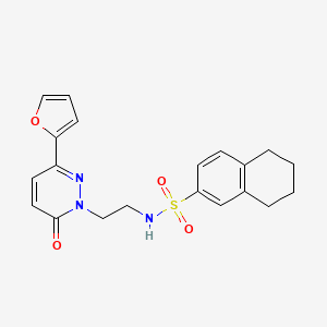 molecular formula C20H21N3O4S B2895065 N-(2-(3-(furan-2-yl)-6-oxopyridazin-1(6H)-yl)ethyl)-5,6,7,8-tetrahydronaphthalene-2-sulfonamide CAS No. 946212-45-9