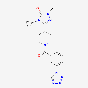 molecular formula C19H22N8O2 B2895069 3-(1-(3-(1H-tetrazol-1-yl)benzoyl)piperidin-4-yl)-4-cyclopropyl-1-methyl-1H-1,2,4-triazol-5(4H)-one CAS No. 1795484-40-0