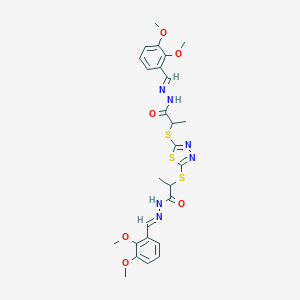 molecular formula C26H30N6O6S3 B289507 N'-(2,3-dimethoxybenzylidene)-2-{[5-({2-[2-(2,3-dimethoxybenzylidene)hydrazino]-1-methyl-2-oxoethyl}sulfanyl)-1,3,4-thiadiazol-2-yl]sulfanyl}propanohydrazide 