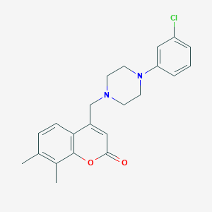 molecular formula C22H23ClN2O2 B2895073 4-{[4-(3-chlorophenyl)piperazin-1-yl]methyl}-7,8-dimethyl-2H-chromen-2-one CAS No. 852863-29-7