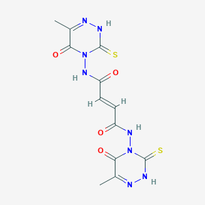 molecular formula C12H12N8O4S2 B289509 N~1~,N~4~-bis(6-methyl-5-oxo-3-thioxo-2,5-dihydro-1,2,4-triazin-4(3H)-yl)-2-butenediamide 