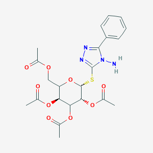 molecular formula C22H26N4O9S B289511 3,5-bis(acetyloxy)-2-[(acetyloxy)methyl]-6-[(4-amino-5-phenyl-4H-1,2,4-triazol-3-yl)sulfanyl]tetrahydro-2H-pyran-4-yl acetate 