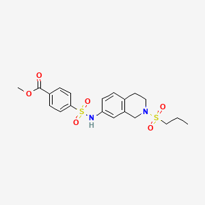 molecular formula C20H24N2O6S2 B2895133 methyl 4-(N-(2-(propylsulfonyl)-1,2,3,4-tetrahydroisoquinolin-7-yl)sulfamoyl)benzoate CAS No. 1396750-23-4
