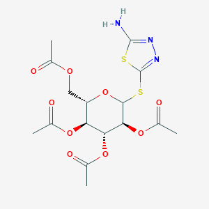 molecular formula C16H21N3O9S2 B289514 3,5-bis(acetyloxy)-2-[(acetyloxy)methyl]-6-[(5-amino-1,3,4-thiadiazol-2-yl)sulfanyl]tetrahydro-2H-pyran-4-yl acetate 