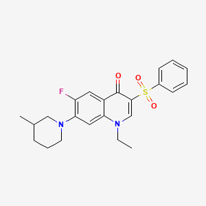 molecular formula C23H25FN2O3S B2895143 1-ethyl-6-fluoro-7-(3-methylpiperidin-1-yl)-3-(phenylsulfonyl)quinolin-4(1H)-one CAS No. 892758-18-8