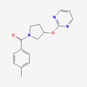 molecular formula C16H17N3O2 B2895148 (3-(Pyrimidin-2-yloxy)pyrrolidin-1-yl)(p-tolyl)methanone CAS No. 2034365-78-9
