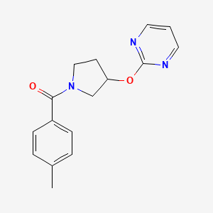 molecular formula C16H17N3O2 B2895148 2-{[1-(4-methylbenzoyl)pyrrolidin-3-yl]oxy}pyrimidine CAS No. 2034365-78-9