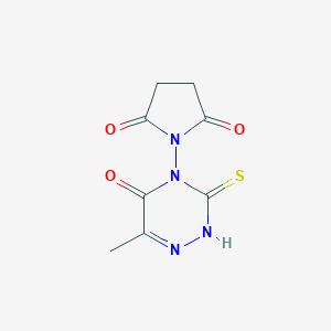 molecular formula C8H8N4O3S B289515 1-(6-methyl-5-oxo-3-sulfanylidene-2H-1,2,4-triazin-4-yl)pyrrolidine-2,5-dione 