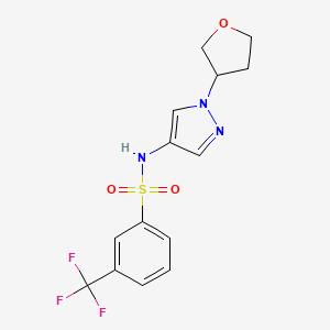 molecular formula C14H14F3N3O3S B2895151 N-(1-(tetrahydrofuran-3-yl)-1H-pyrazol-4-yl)-3-(trifluoromethyl)benzenesulfonamide CAS No. 1797865-83-8