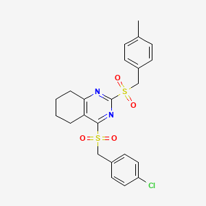 molecular formula C23H23ClN2O4S2 B2895163 4-Chlorobenzyl 2-[(4-methylbenzyl)sulfonyl]-5,6,7,8-tetrahydro-4-quinazolinyl sulfone CAS No. 478049-58-0
