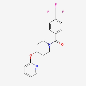 molecular formula C18H17F3N2O2 B2895171 (4-(吡啶-2-氧基)哌啶-1-基)(4-(三氟甲基)苯基)甲苯酮 CAS No. 1428357-41-8