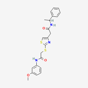 B2895188 N-(3-methoxyphenyl)-2-((4-(2-oxo-2-((1-phenylethyl)amino)ethyl)thiazol-2-yl)thio)acetamide CAS No. 941997-80-4