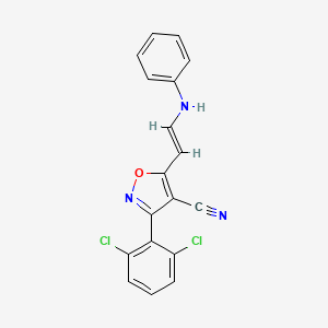 3-(2,6-dichlorophenyl)-5-[(E)-2-(phenylamino)ethenyl]-1,2-oxazole-4-carbonitrile