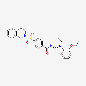 molecular formula C27H27N3O4S2 B2895192 (Z)-4-((3,4-dihydroisoquinolin-2(1H)-yl)sulfonyl)-N-(4-ethoxy-3-ethylbenzo[d]thiazol-2(3H)-ylidene)benzamide CAS No. 533869-09-9
