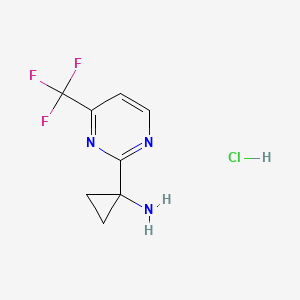 molecular formula C8H9ClF3N3 B2895200 1-(4-(三氟甲基)嘧啶-2-基)环丙-1-胺盐酸盐 CAS No. 2287323-29-7