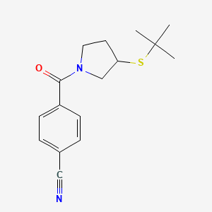 molecular formula C16H20N2OS B2895202 4-(3-(Tert-butylthio)pyrrolidine-1-carbonyl)benzonitrile CAS No. 1797970-46-7
