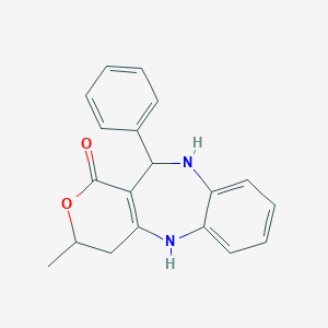 molecular formula C19H18N2O2 B289521 3-Methyl-11-phenyl-4,5,10,11-tetrahydropyrano[4,3-b][1,5]benzodiazepin-1(3H)-one 