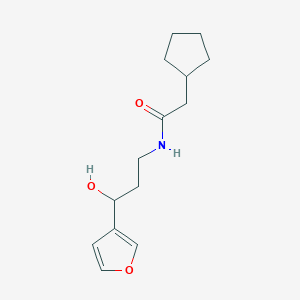 molecular formula C14H21NO3 B2895210 2-cyclopentyl-N-(3-(furan-3-yl)-3-hydroxypropyl)acetamide CAS No. 1428370-86-8