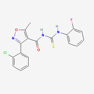 molecular formula C18H13ClFN3O2S B2895211 3-(2-chlorophenyl)-N-[(2-fluorophenyl)carbamothioyl]-5-methyl-1,2-oxazole-4-carboxamide CAS No. 536725-52-7
