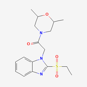 molecular formula C17H23N3O4S B2895216 1-(2,6-二甲基吗啉)-2-(2-(乙基磺酰基)-1H-苯并[d]咪唑-1-基)乙酮 CAS No. 886924-53-4