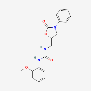 molecular formula C18H19N3O4 B2895223 1-(2-Methoxyphenyl)-3-((2-oxo-3-phenyloxazolidin-5-yl)methyl)urea CAS No. 954686-74-9
