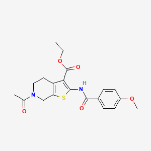molecular formula C20H22N2O5S B2895234 6-乙酰-2-(4-甲氧基苯甲酰胺)-4,5,6,7-四氢噻吩并[2,3-c]吡啶-3-羧酸乙酯 CAS No. 921067-91-6