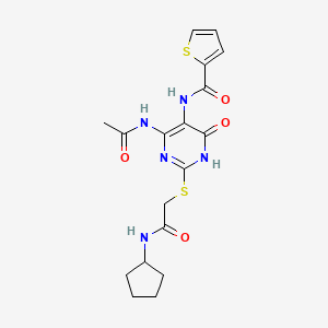 N-(4-acetamido-2-((2-(cyclopentylamino)-2-oxoethyl)thio)-6-oxo-1,6-dihydropyrimidin-5-yl)thiophene-2-carboxamide