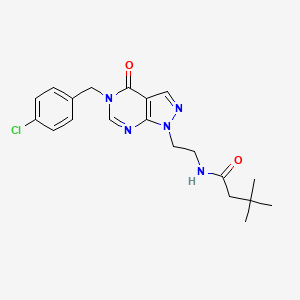 molecular formula C20H24ClN5O2 B2895246 N-(2-(5-(4-chlorobenzyl)-4-oxo-4,5-dihydro-1H-pyrazolo[3,4-d]pyrimidin-1-yl)ethyl)-3,3-dimethylbutanamide CAS No. 922027-55-2