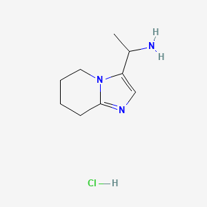 molecular formula C9H16ClN3 B2895247 1-{5H,6H,7H,8H-imidazo[1,2-a]pyridin-3-yl}ethan-1-amine hydrochloride CAS No. 2241129-23-5