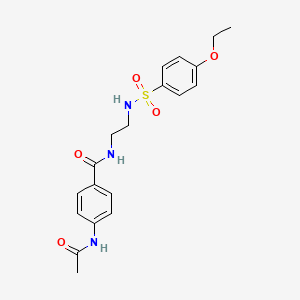 molecular formula C19H23N3O5S B2895252 4-acetamido-N-(2-(4-ethoxyphenylsulfonamido)ethyl)benzamide CAS No. 1091397-93-1