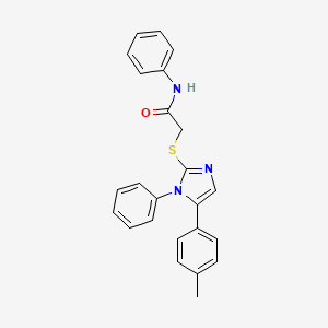 molecular formula C24H21N3OS B2895266 N-phenyl-2-((1-phenyl-5-(p-tolyl)-1H-imidazol-2-yl)thio)acetamide CAS No. 1206993-36-3