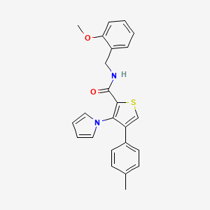 molecular formula C24H22N2O2S B2895268 N-(2-methoxybenzyl)-4-(4-methylphenyl)-3-(1H-pyrrol-1-yl)thiophene-2-carboxamide CAS No. 1291856-78-4