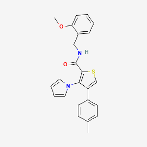 molecular formula C24H22N2O2S B2895268 N-[(2-methoxyphenyl)methyl]-4-(4-methylphenyl)-3-(1H-pyrrol-1-yl)thiophene-2-carboxamide CAS No. 1291856-78-4