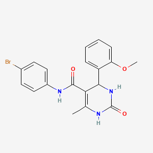 molecular formula C19H18BrN3O3 B2895273 N-(4-bromophenyl)-4-(2-methoxyphenyl)-6-methyl-2-oxo-1,2,3,4-tetrahydropyrimidine-5-carboxamide CAS No. 736154-22-6