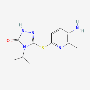 molecular formula C11H15N5OS B2895277 3-(5-氨基-6-甲基吡啶-2-基)硫代-4-丙-2-基-1H-1,2,4-三唑-5-酮 CAS No. 1521387-40-5
