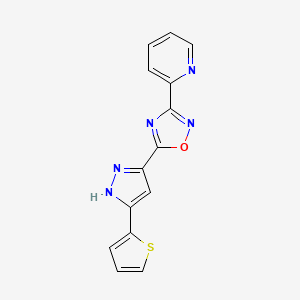3-(pyridin-2-yl)-5-(3-(thiophen-2-yl)-1H-pyrazol-5-yl)-1,2,4-oxadiazole