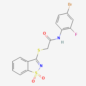 N-(4-bromo-2-fluorophenyl)-2-((1,1-dioxidobenzo[d]isothiazol-3-yl)thio)acetamide