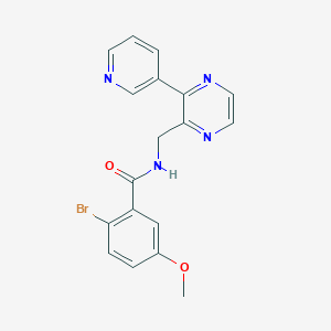 molecular formula C18H15BrN4O2 B2895284 2-bromo-5-methoxy-N-{[3-(pyridin-3-yl)pyrazin-2-yl]methyl}benzamide CAS No. 2097860-53-0