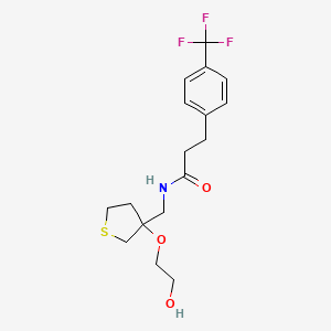 molecular formula C17H22F3NO3S B2895293 N-((3-(2-羟乙氧基)四氢噻吩-3-基)甲基)-3-(4-(三氟甲基)苯基)丙酰胺 CAS No. 2309190-65-4