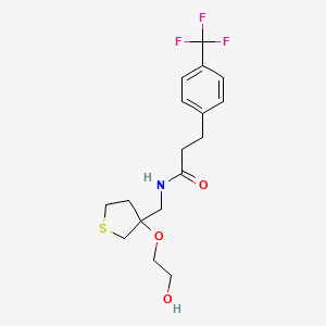 molecular formula C17H22F3NO3S B2895293 N-{[3-(2-hydroxyethoxy)thiolan-3-yl]methyl}-3-[4-(trifluoromethyl)phenyl]propanamide CAS No. 2309190-65-4