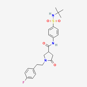 molecular formula C23H28FN3O4S B2895298 N-[4-(tert-butylsulfamoyl)phenyl]-1-[2-(4-fluorophenyl)ethyl]-5-oxopyrrolidine-3-carboxamide CAS No. 887678-70-8