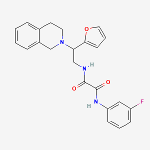 molecular formula C23H22FN3O3 B2895302 N1-(2-(3,4-dihydroisoquinolin-2(1H)-yl)-2-(furan-2-yl)ethyl)-N2-(3-fluorophenyl)oxalamide CAS No. 903259-29-0