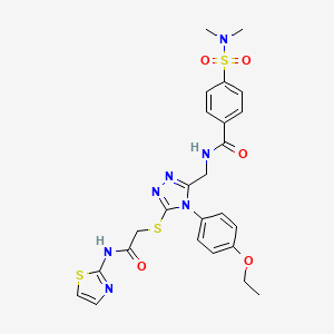 molecular formula C25H27N7O5S3 B2895309 4-(N,N-dimethylsulfamoyl)-N-((4-(4-ethoxyphenyl)-5-((2-oxo-2-(thiazol-2-ylamino)ethyl)thio)-4H-1,2,4-triazol-3-yl)methyl)benzamide CAS No. 309968-46-5