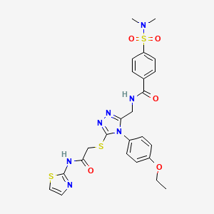 molecular formula C25H27N7O5S3 B2895309 4-(dimethylsulfamoyl)-N-{[4-(4-ethoxyphenyl)-5-({[(1,3-thiazol-2-yl)carbamoyl]methyl}sulfanyl)-4H-1,2,4-triazol-3-yl]methyl}benzamide CAS No. 309968-46-5