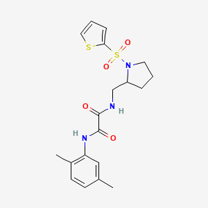 molecular formula C19H23N3O4S2 B2895311 N1-(2,5-二甲基苯基)-N2-((1-(噻吩-2-磺酰基)吡咯烷-2-基)甲基)草酰胺 CAS No. 896283-37-7
