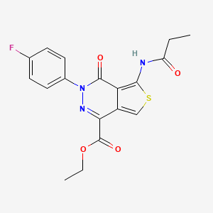 molecular formula C18H16FN3O4S B2895313 Ethyl 3-(4-fluorophenyl)-4-oxo-5-(propanoylamino)thieno[3,4-d]pyridazine-1-carboxylate CAS No. 851948-81-7